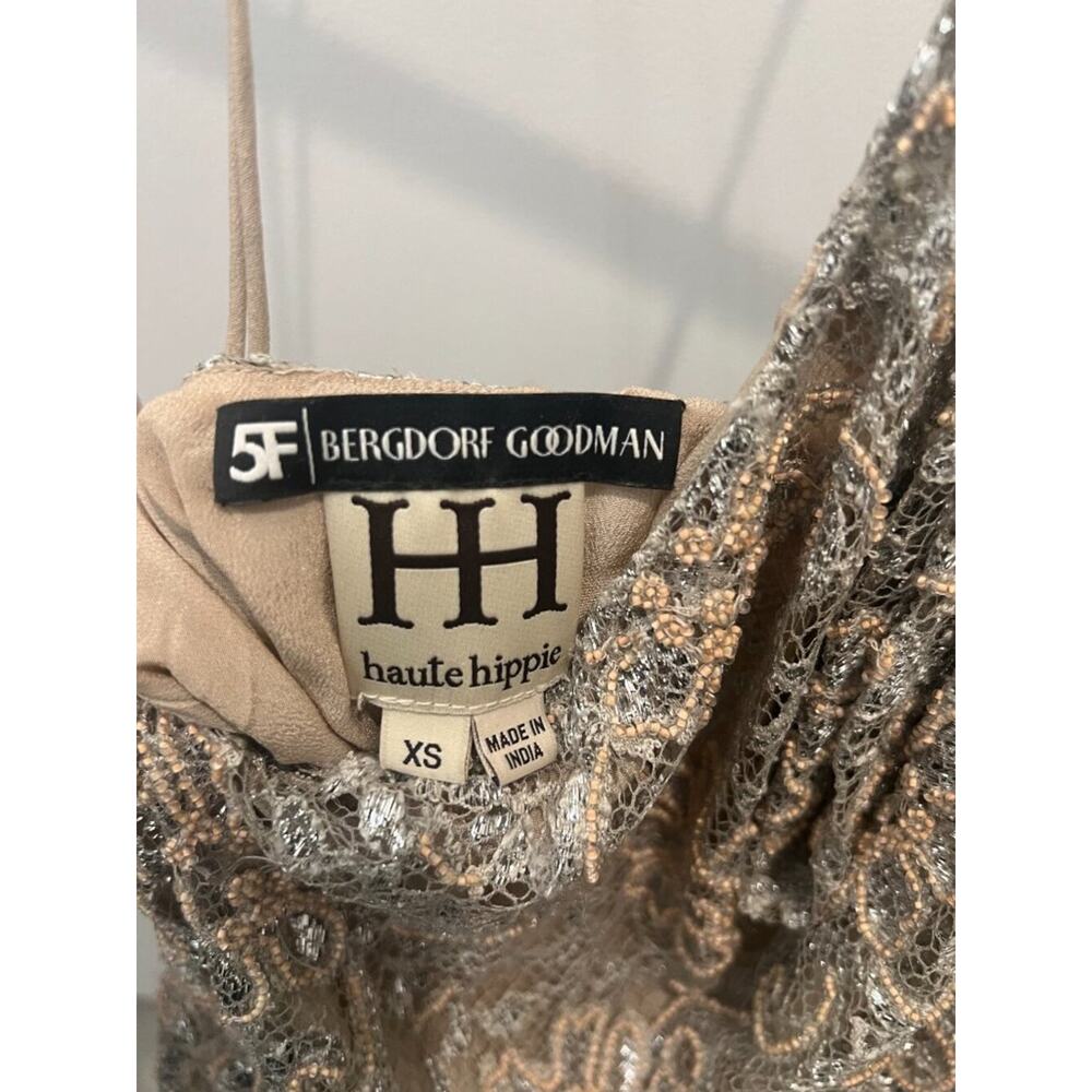 Haute Hippie Gold Lace Beaded Halter Mini Dress Size XS — Cocktail Party - Picture 8 of 8